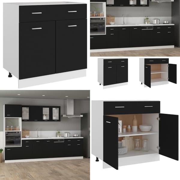 Skuffeunderskab 80x46x81,5 cm spånplade sort - Skuffeunderskab - Skuffeunderskabe - Home & Living