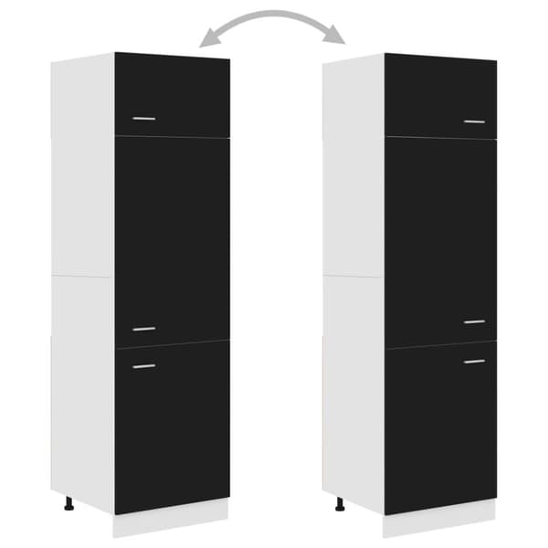 Kaappi jääkaapille musta 60x57x207 cm tekninen puu - Kaappi Jääkaapille - Kaapit Jääkaapille - Home & Living