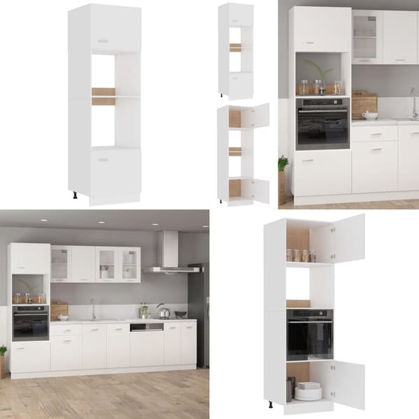 Mikroaaltouunin kaappi valkoinen 60x57x207 cm tekninen puu - Mikroaaltouunin Kaappi - Mikroaaltouunin Kaapit - Home & Living