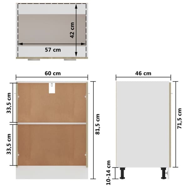 Underskåp sonoma-ek 60x46x81,5 cm konstruerat trä - Köksskåp - Skåp - Home & Living