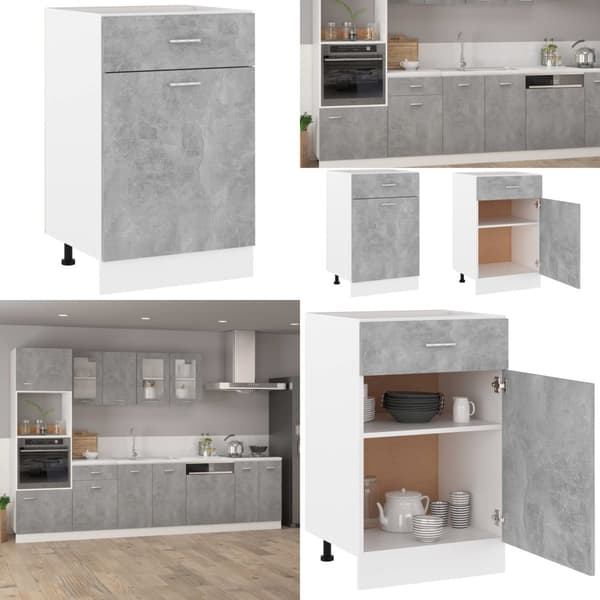 Alalipastokaappi betoninharmaa 50x46x81,5 cm tekninen puu - Lipastokaappi - Lipastokaapit - Home & Living