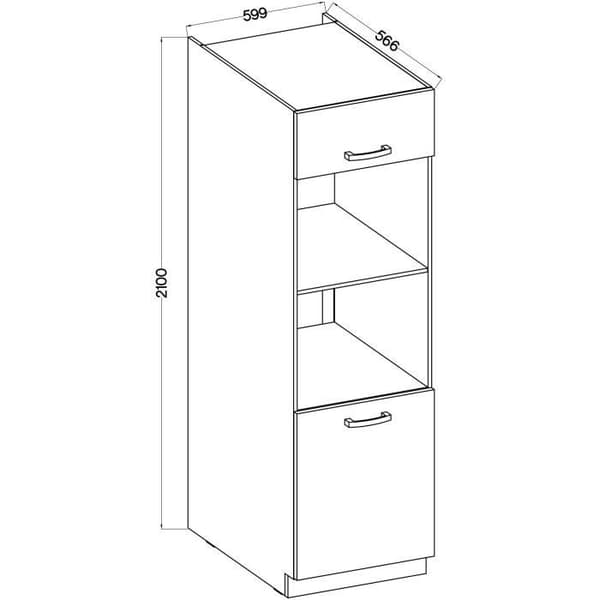 Ugnspelarskåp med 2 gångjärnsdörrar - Grå - L 60 x D 57 x H 210 cm - LASSEN