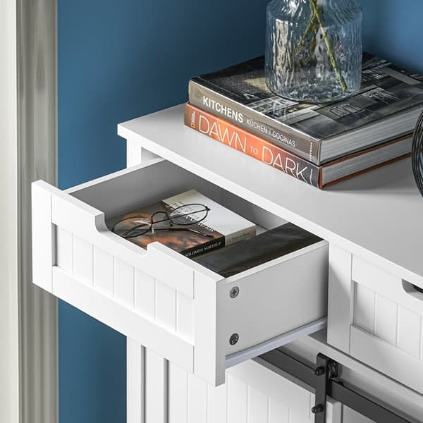 Rootz Modern keittiökaappi - Senkki liukuovella - Lipasto - Buffet - Säädettävät hyllyt - Tyylikäs mustavalkoinen muotoilu - Helppo koota - 80cm x 35c
