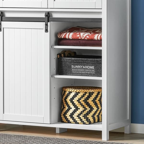 Rootz Modern keittiökaappi - Senkki liukuovella - Lipasto - Buffet - Säädettävät hyllyt - Tyylikäs mustavalkoinen muotoilu - Helppo koota - 80cm x 35c