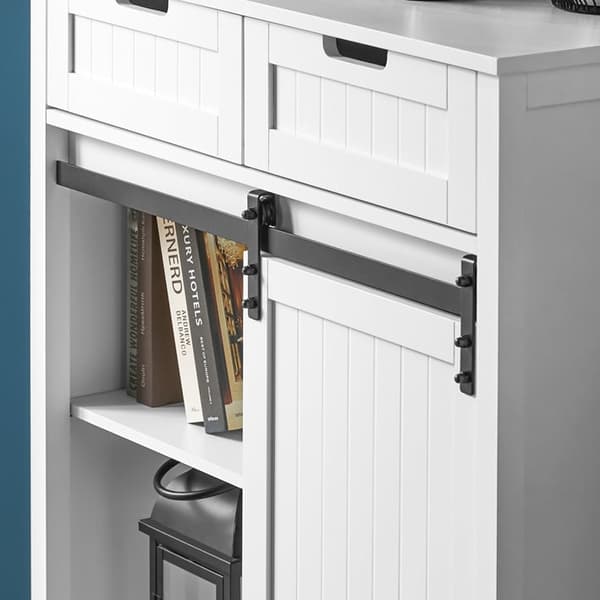 Rootz Modern keittiökaappi - Senkki liukuovella - Lipasto - Buffet - Säädettävät hyllyt - Tyylikäs mustavalkoinen muotoilu - Helppo koota - 80cm x 35c