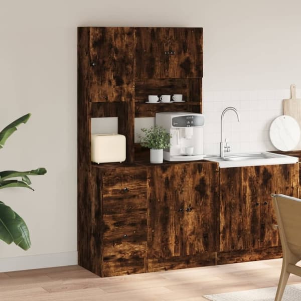 vidaXL køkkenskab 95x50x180 cm konstrueret træ røget egetræsfarve