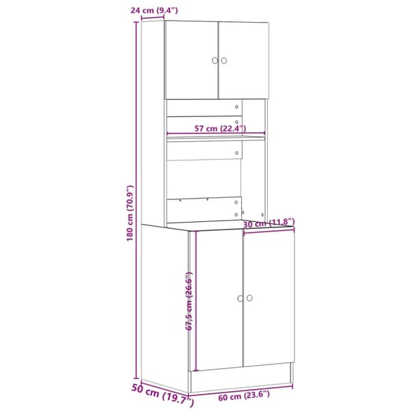 vidaXL Kjøkkenskap betonggrå 60x50x180 cm konstruert tre
