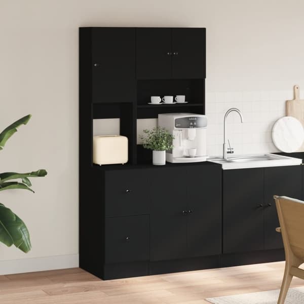 vidaXL køkkenskab 95x50x180 cm konstrueret træ sort