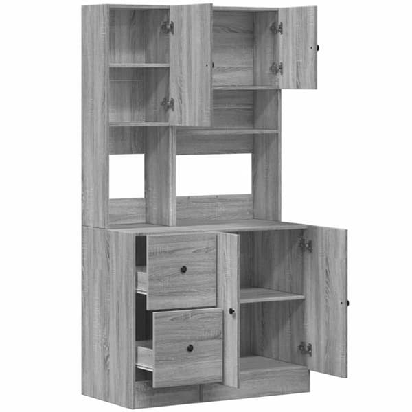 vidaXL køkkenskab 95x50x180 cm konstrueret træ grå sonoma-eg