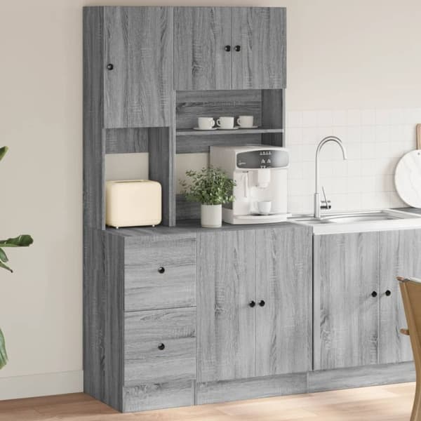 vidaXL køkkenskab 95x50x180 cm konstrueret træ grå sonoma-eg