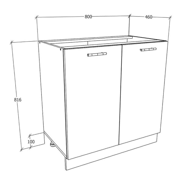 Esilo underskab køkken 80 cm 2 låger hvid.