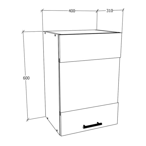 Esilo köksöverskåp 40 cm 1 glasdörr vit, ek dekor.