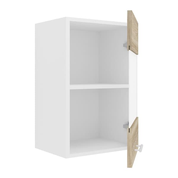Esilo köksöverskåp 40 cm 1 glasdörr vit, ek dekor.