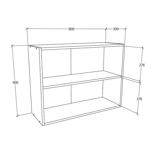 Esilo overskab køkken 80 cm 2 glaslåger hvid.