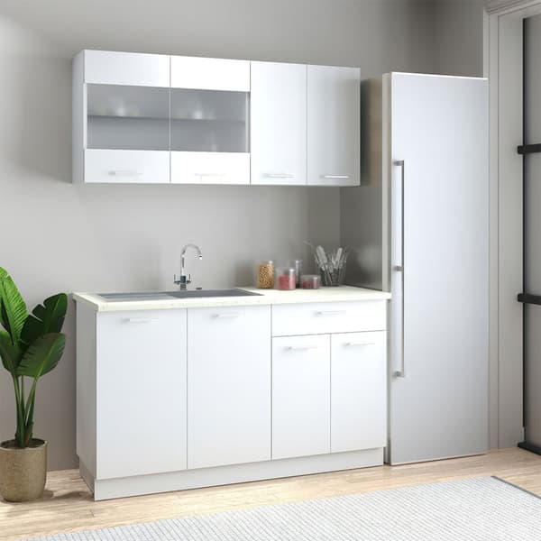 Esilo overskab køkken 80 cm 2 glaslåger hvid.