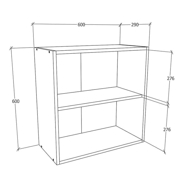 Esilo overskab køkken 60 cm 2 låger hvid, eg dekor.