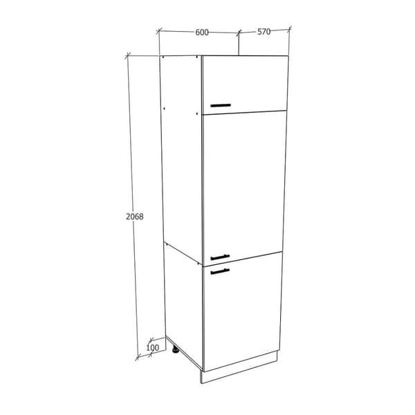 Esilo kjøkken høyskab 60 cm hvit, grå.