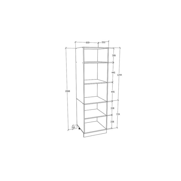 Esilo kjøkken høyskab 60 cm hvit, grå.