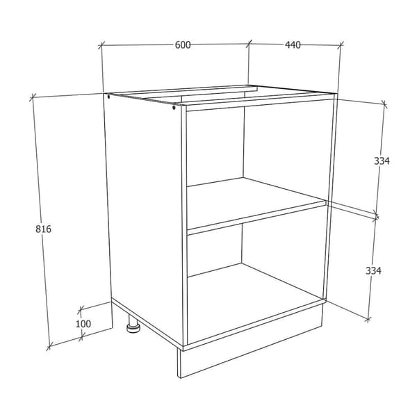 Esilo kjøkken underskap 60 cm 2 dører hvit, grå.