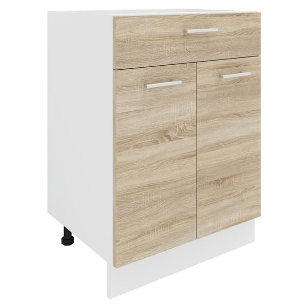 Esilo kjøkken underskap 60 cm 2 dører, 1 skuff hvit, eik dekor.