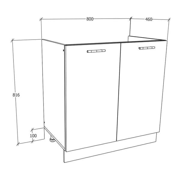 Esilo kjøkken underskap 80 cm til vask hvit.