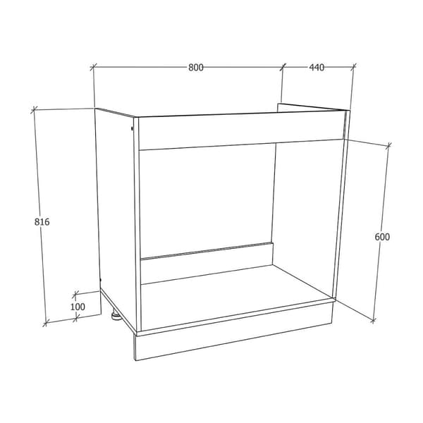 Esilo kjøkken underskap 80 cm til vask hvit, grå.