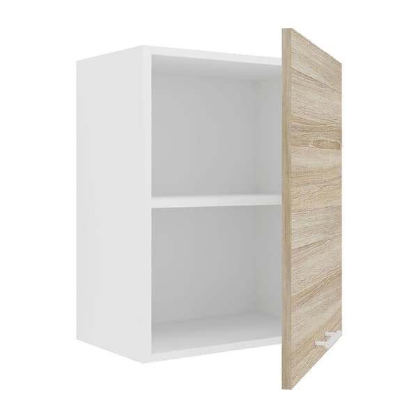 Esilo kjøkken overskap 50 cm 1 dør hvit, eik dekor.