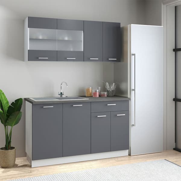 Esilo kjøkken overskap 80 cm 2 glassdører hvit, grå.