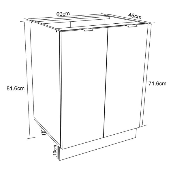 Fasola kjøkken underskap 60 cm 2 dører eik dekor, hvit.
