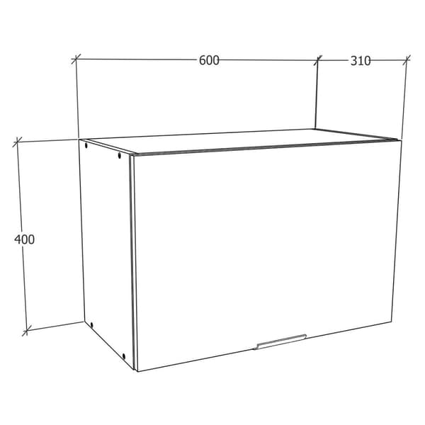 Fasola kjøkken overskap , for hette 60 cm 1 dør eik dekor, hvit.