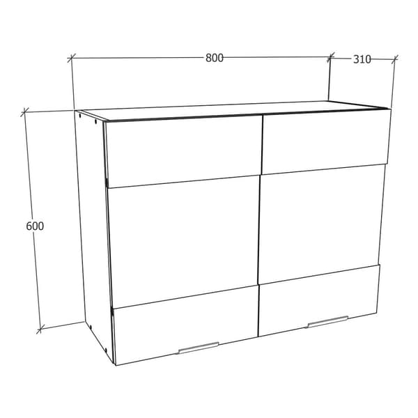 Fasola kjøkken overskap 80 cm 2 glassdører eik dekor, hvit.