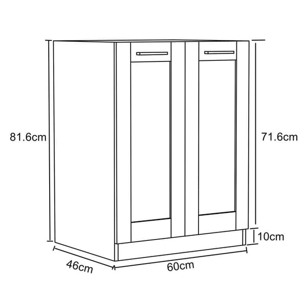 Colura kjøkken underskap 60 cm 2 dører hvit.