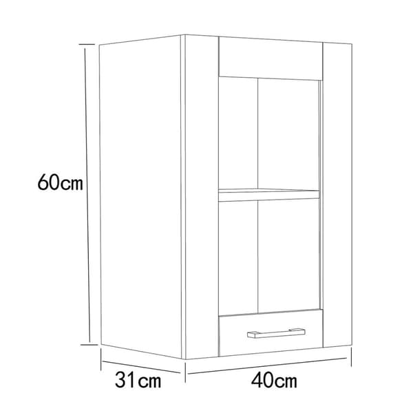 Colura kjøkken overskap 40 cm 1 glassdør antrasitt grå, hvit.