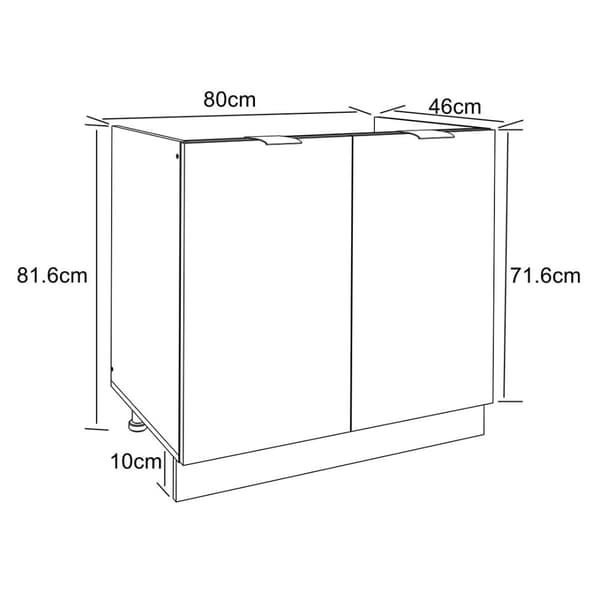 Fasola underskab køkken til vask 80 cm 2 låger antracit grå, hvid.