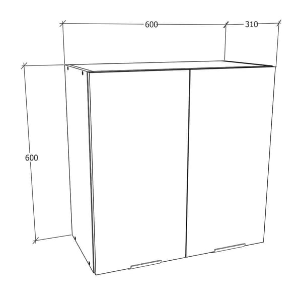 Fasola overskab køkken 60 cm 2 låger hvid.