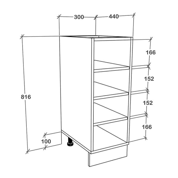 Esilo underskab køkken 30 cm 4 hylder hvid.