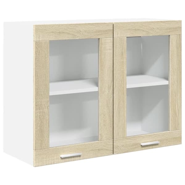 vidaXL vægskab med glaslåger 80x31x60 cm spånplade sonoma-eg