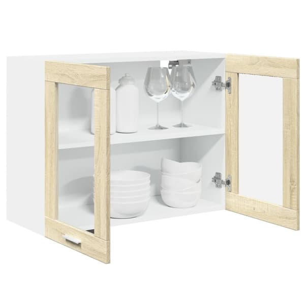 vidaXL vægskab med glaslåger 80x31x60 cm spånplade sonoma-eg
