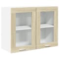 Miniatyrbilde 3 av 11: vidaXL Hengende skap "Lyon" glass sonoma eik 80x31x60 cm sponplate