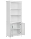 Pikkukuva 4 / 9: Vitriinikaappi valkoinen MDF-levy 75 x 38 x 181 cm kahdella lasiovella viidellä hyllyllä perinteinen
