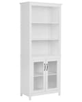 Pikkukuva 1 / 9: Vitriinikaappi valkoinen MDF-levy 75 x 38 x 181 cm kahdella lasiovella viidellä hyllyllä perinteinen
