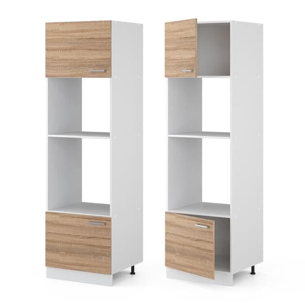Mikrovattenugnsskåp R-Line, 60 cm, Sonoma, Vit, Vicco