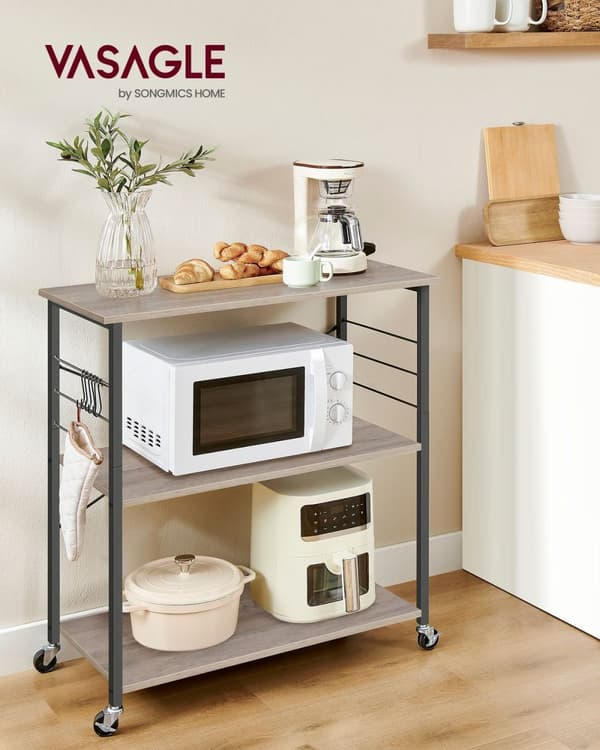 Rootz rullehylde - Mobilt opbevaringsstativ - Organizer på hjul - Spånpladestål - 40 cm x 80 cm x 89 cm - Greige Sort - 12 kg - 123 kg Kapacitet