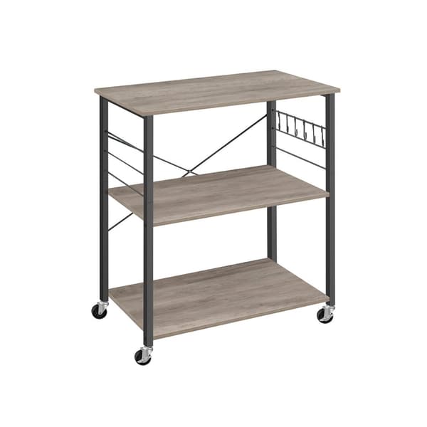 Rootz rullehylde - Mobilt opbevaringsstativ - Organizer på hjul - Spånpladestål - 40 cm x 80 cm x 89 cm - Greige Sort - 12 kg - 123 kg Kapacitet