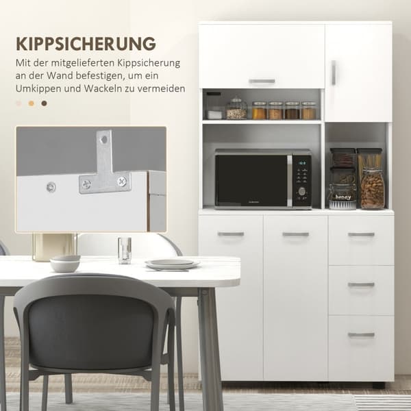 Rootz Køkkenskab - Pantry Skab - Opbevaring Organizer - MDF Konstruktion - Hvid - 89cm x 39,5cm x 168cm