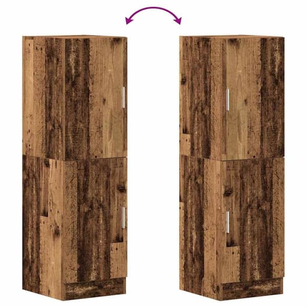 vidaXL keittiökaappi vanha puu 38x41,5x131,5 cm tekninen puu