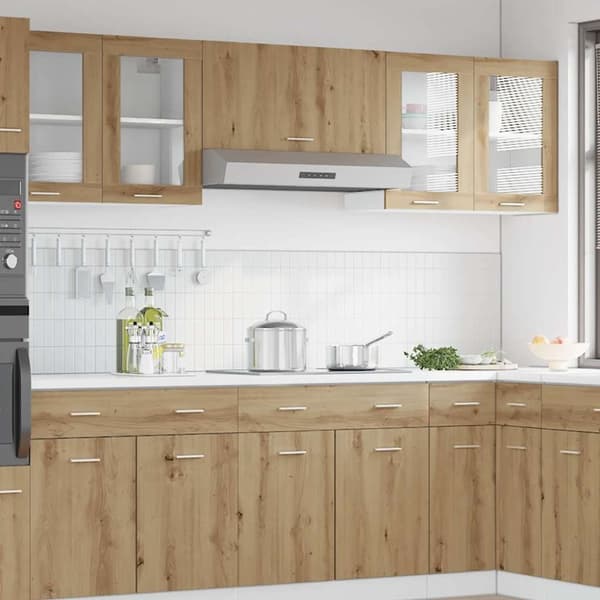 vidaXL væghængt glasskab 80x31x60 cm konstrueret træ kunsteg