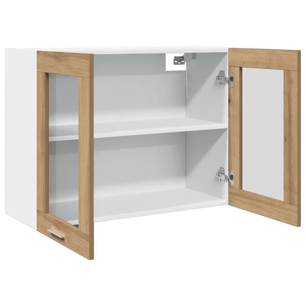vidaXL væghængt glasskab 80x31x60 cm konstrueret træ kunsteg