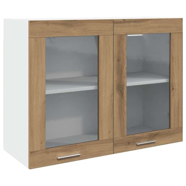 vidaXL væghængt glasskab 80x31x60 cm konstrueret træ kunsteg