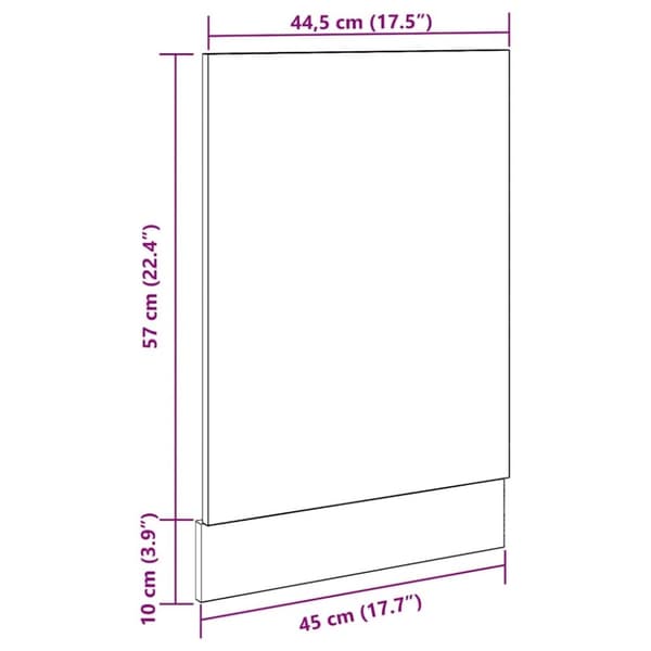 vidaXL låge til opvaskemaskine 45x3x67 cm betongrå